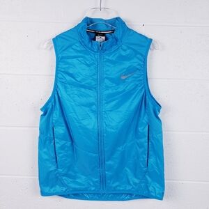 Nike Polyfill Running Vest Gilet Jacket Insulated Blue Mens Medium Aero Rain